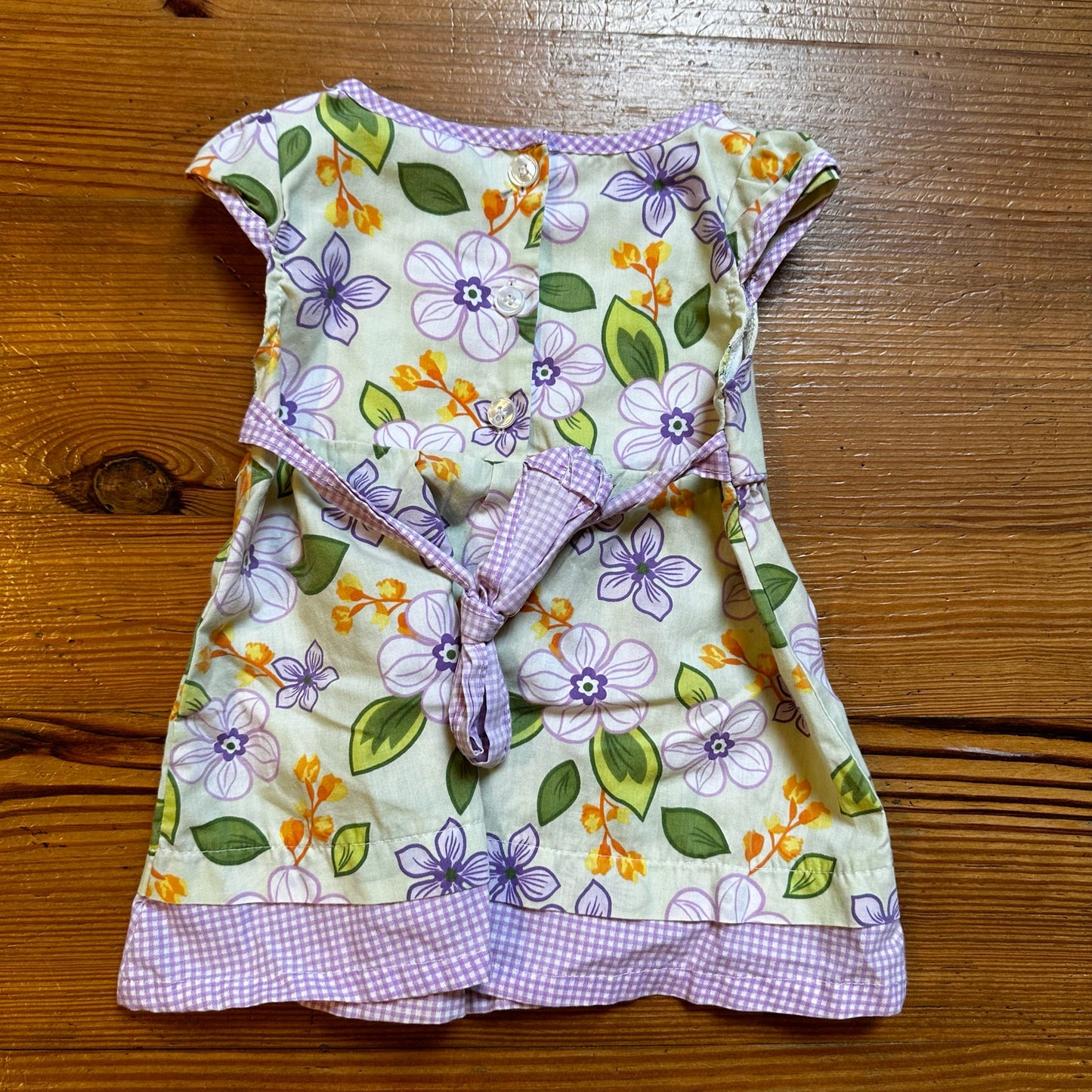 Kidgets green purple floral check short sleeve dress SIZE 18M
