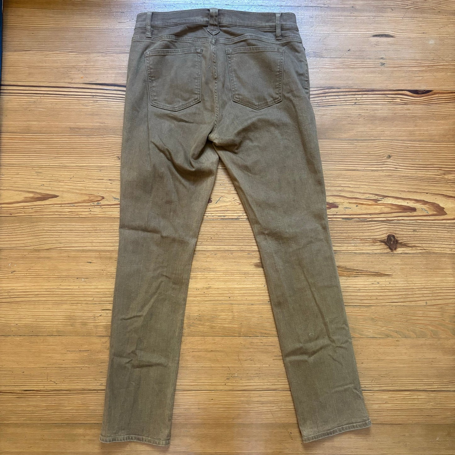 Ralph Lauren brown leather trim straight leg mid rise jeans SIZE 10
