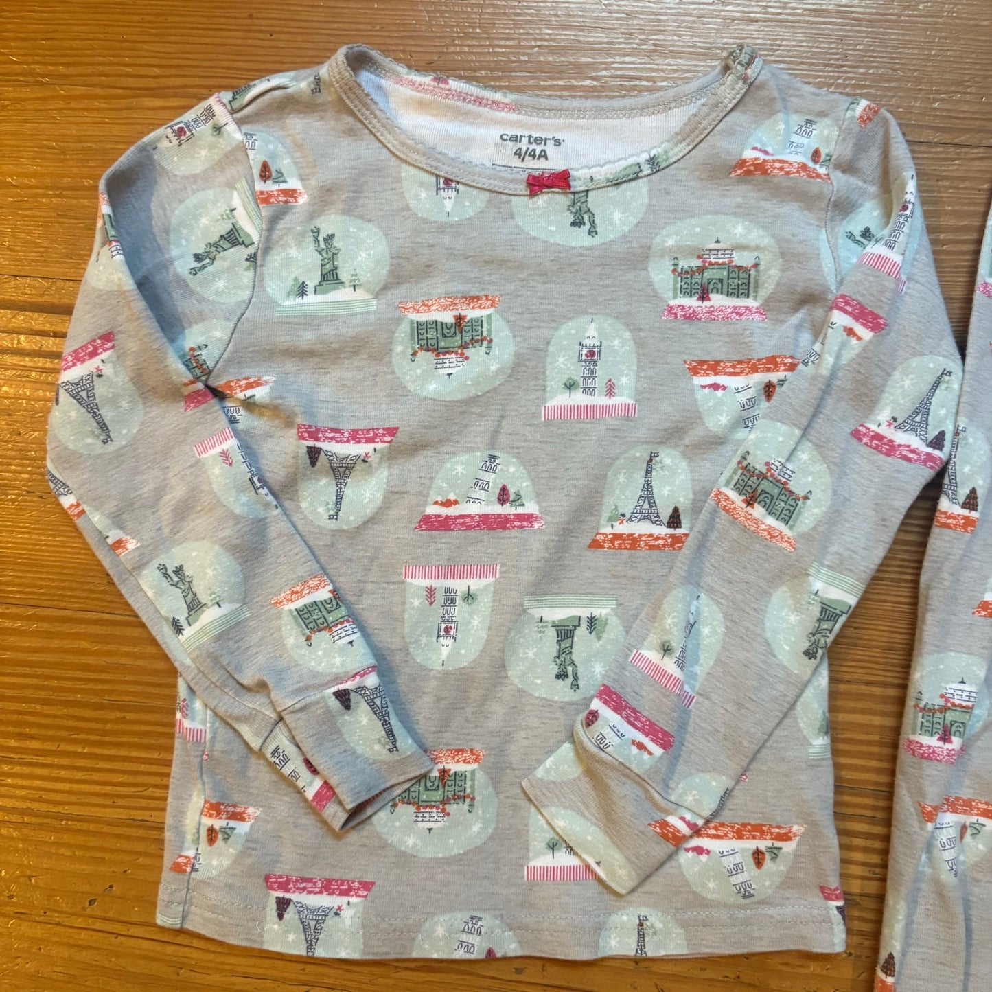 Carter's gray New York Paris monument long sleeve toddler pajama set SIZE 4T
