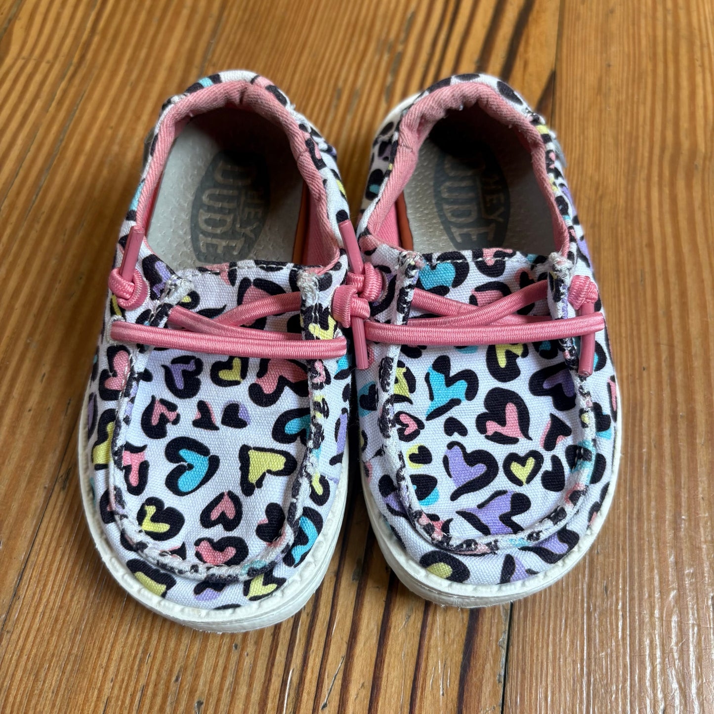 Hey Dude white colorful hearts slip on toddler shoe SIZE 7