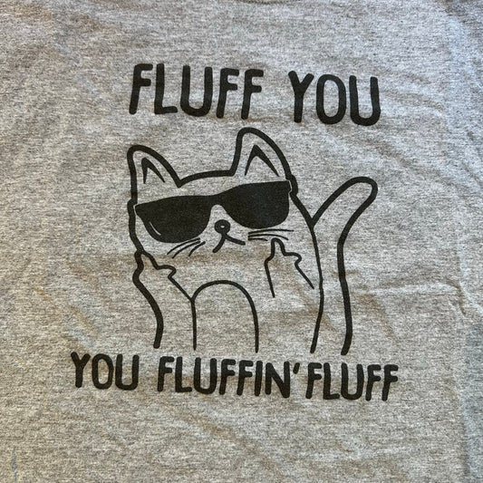 Port and Company gray cat fluff you graphic tee shirt SIZE XL