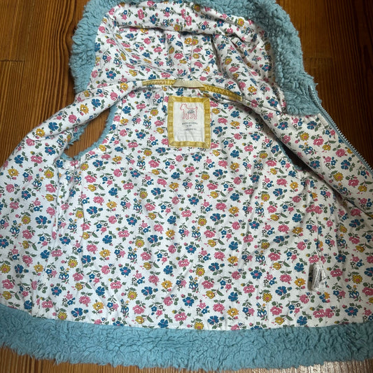 Mini Boden light blue fleece hooded vest SIZE 4