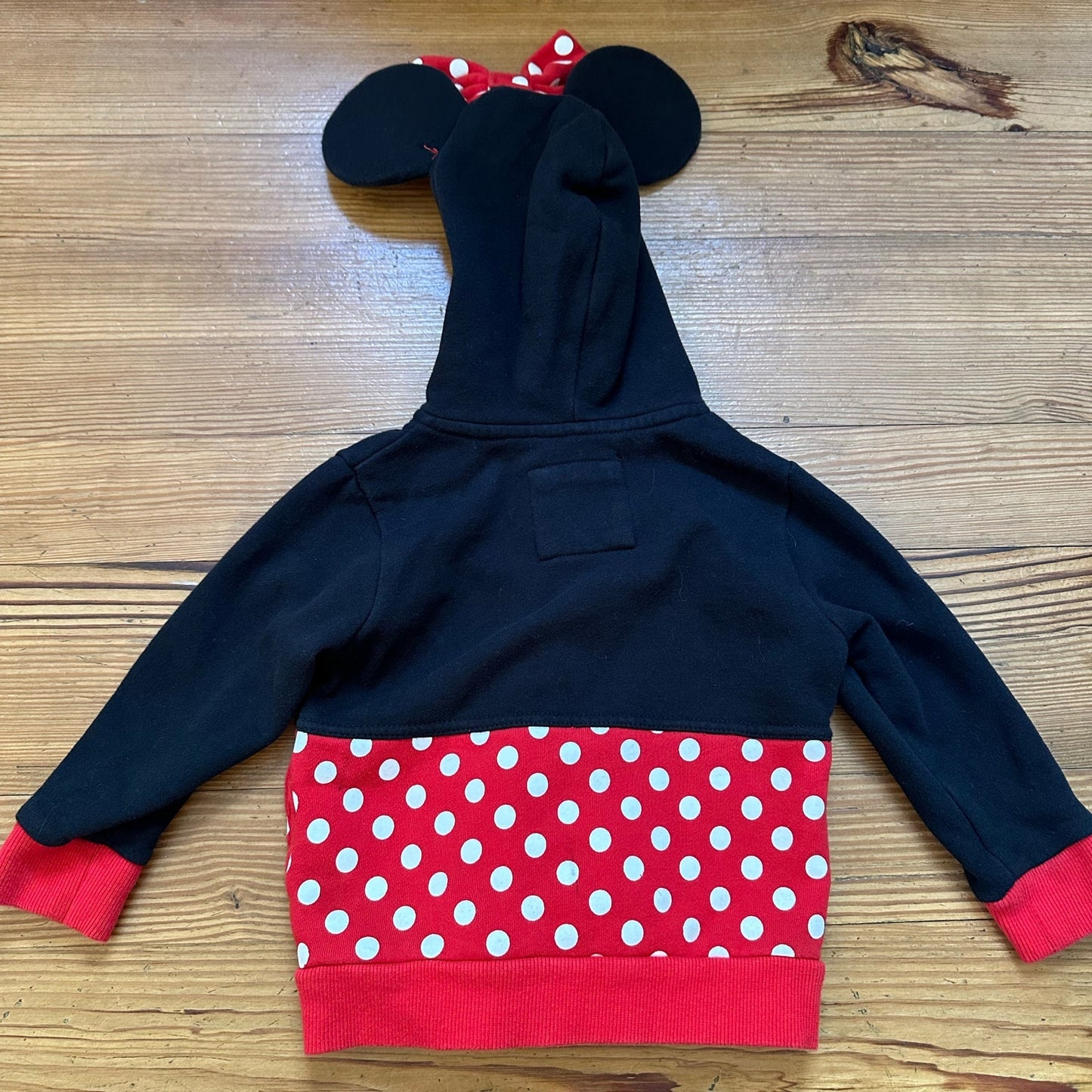Disney Minnie Mouse black red full zip hooded with ears sweatshirt SIZE 2T