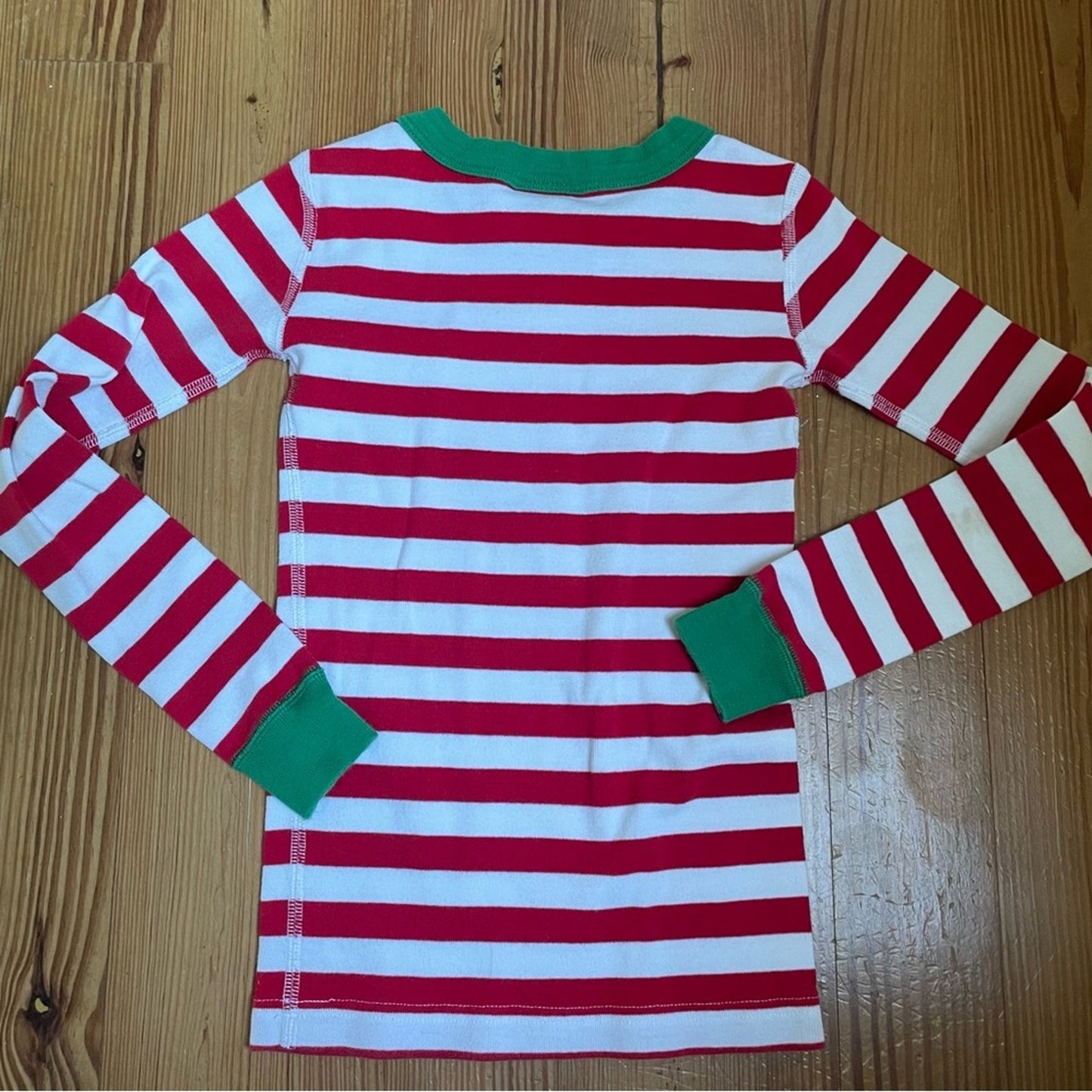 Hanna Andersson Christmas red white striped long sleeve tee SIZE 6-7