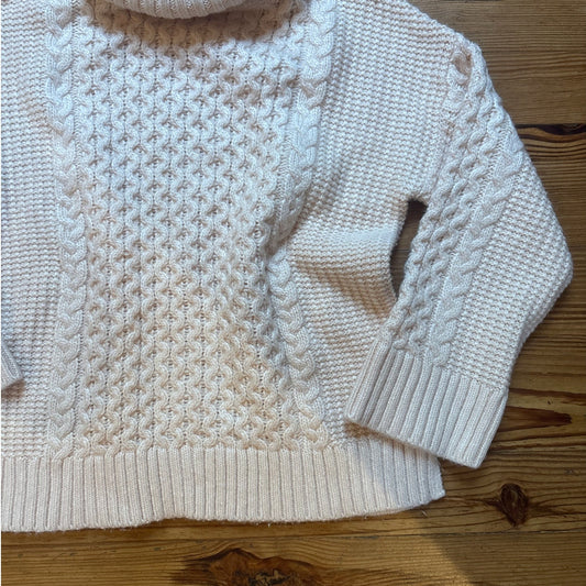 Ann Taylor blush pink chunky knit wool blend turtle neck sweater SIZE LP