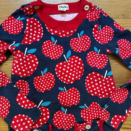 Hatley red navy apple print long sleeve dress SIZE 7