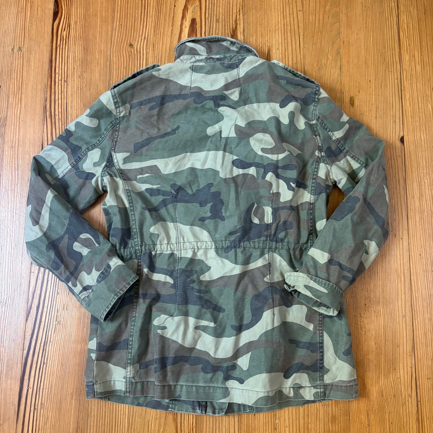 Vintage Havana green camo full zip adjustable waist utility womens jacket SIZE S