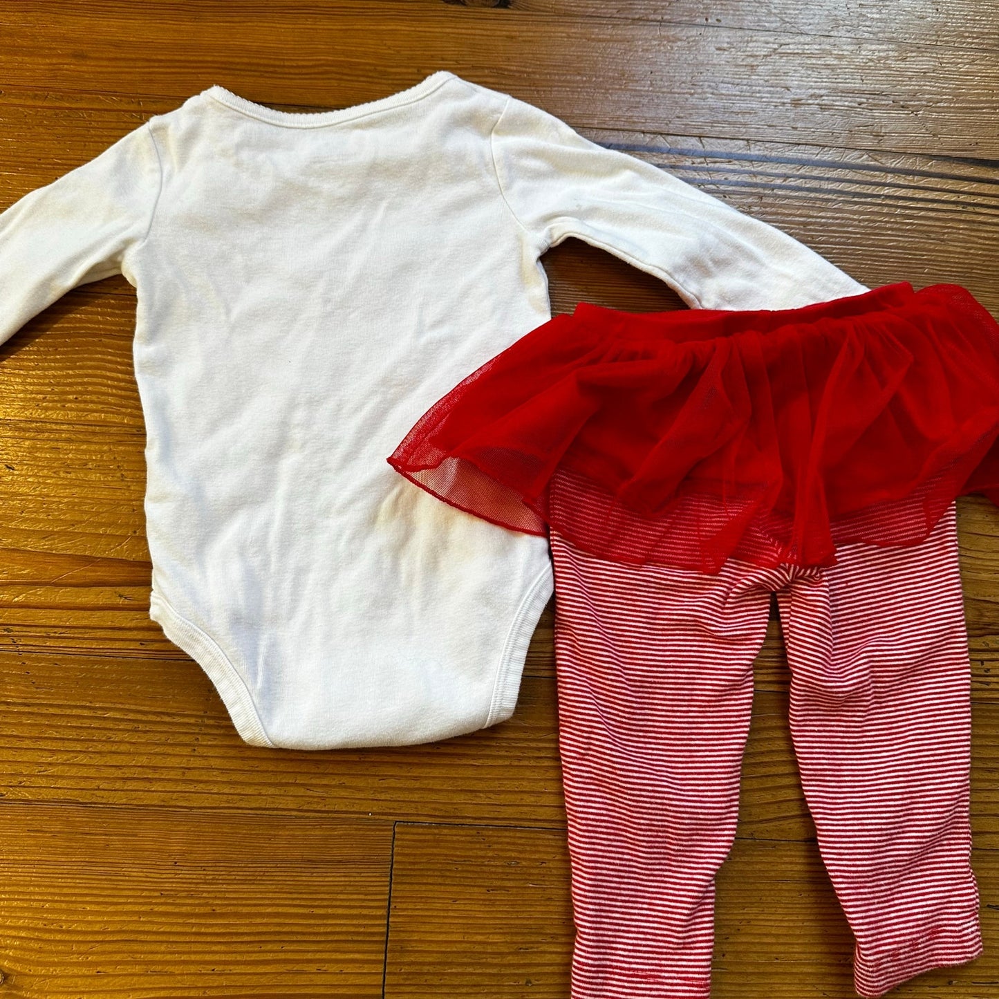 Carter's red white Merry & Bright tutu pant one piece set SIZE 24M