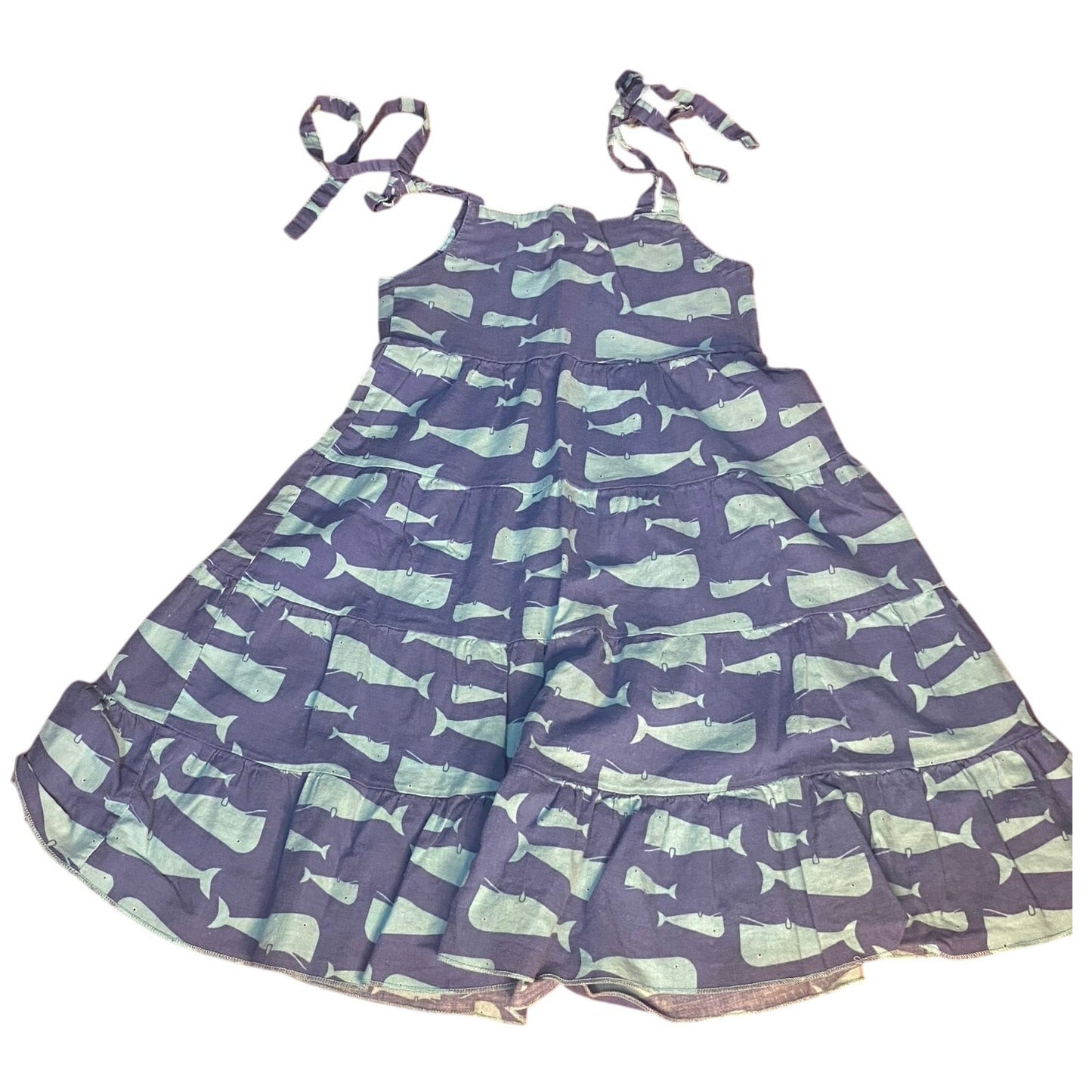 Corky's Kids blue whale adjustable tie strap tiered dress SIZE 2T