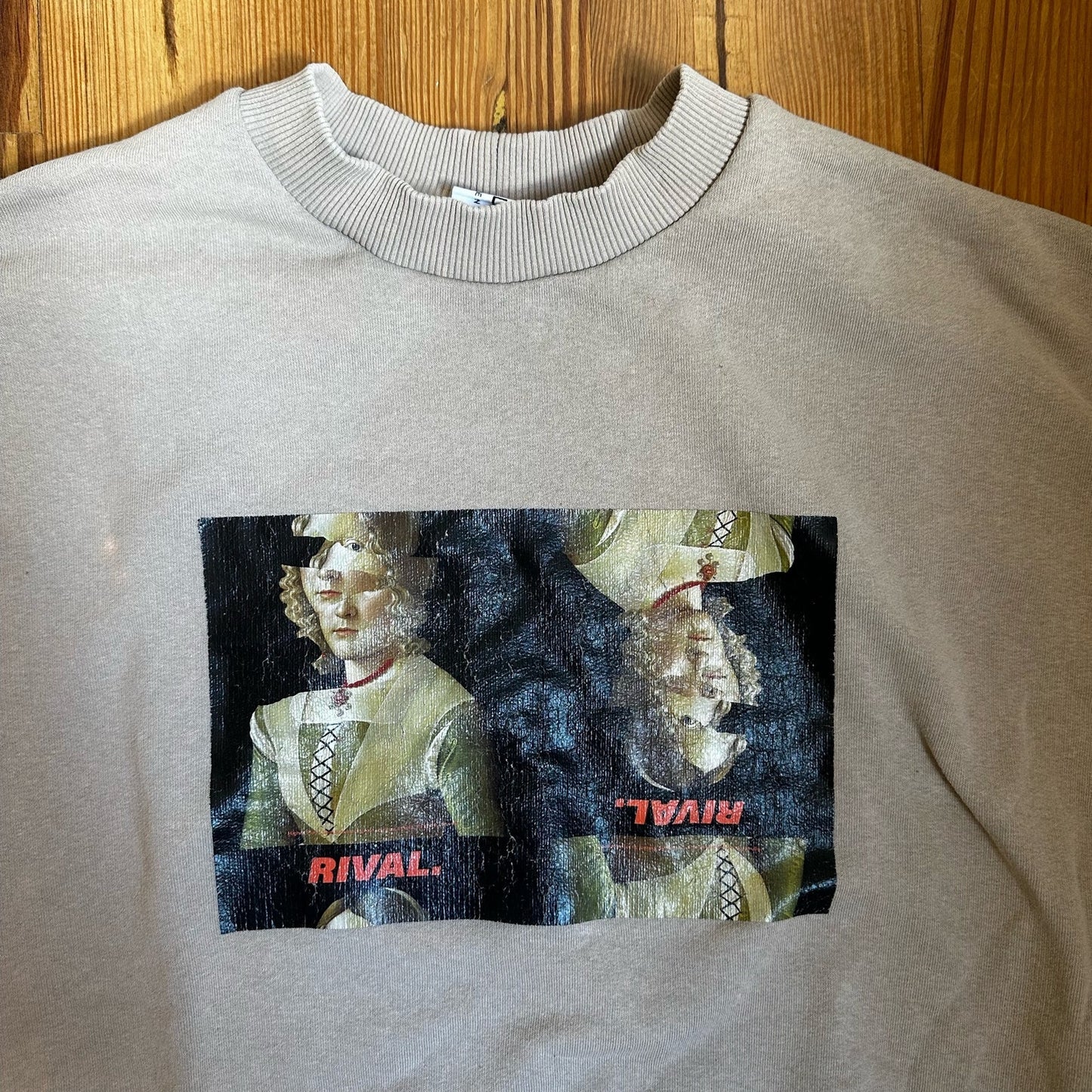 Collusion graphic Rival tan crewneck sweater SIZE 4/S