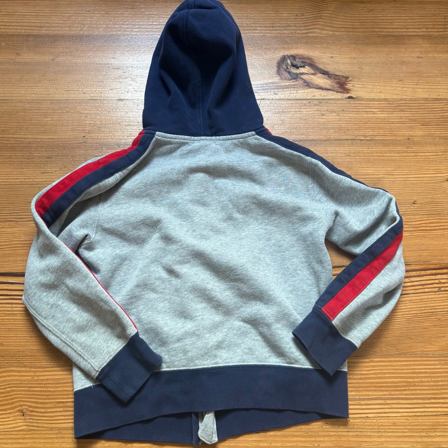 Polo Ralph Lauren gray navy blue full zip large pony hoodie sweatshirt SIZE 8