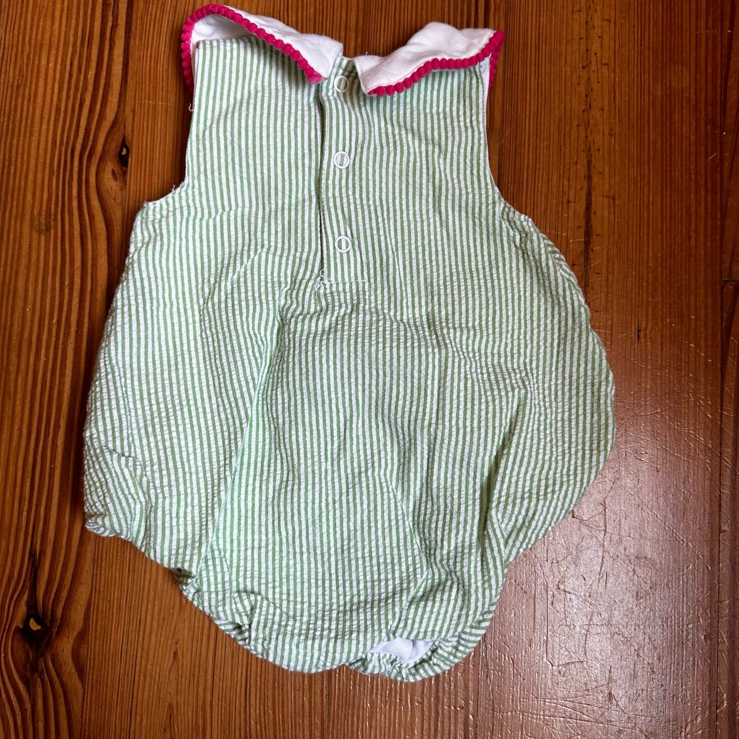 Baby Essentials green pink seersucker watermelon bubble one-piece SIZE 6M