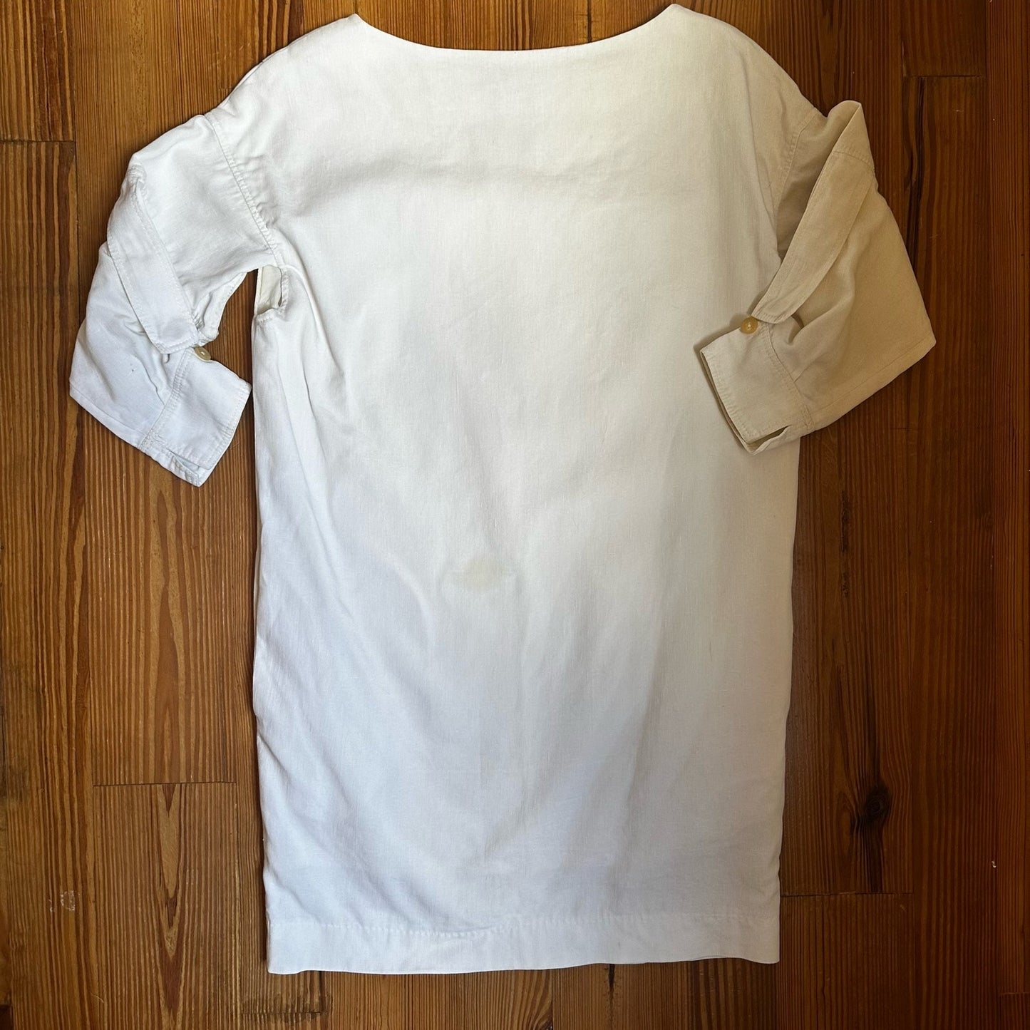 Chloe cream linen blend quarter sleeve midi dress SIZE 38/8