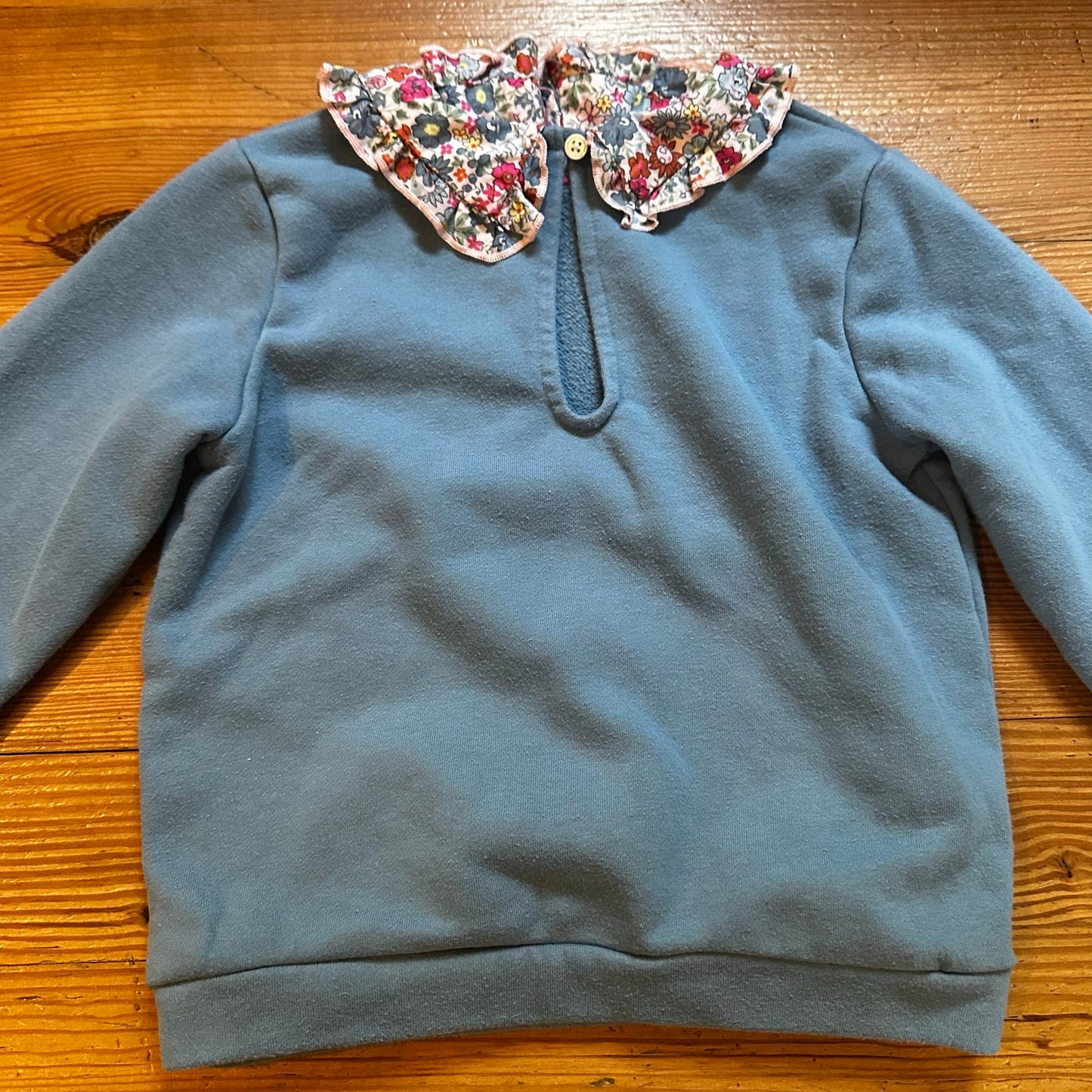 365Kids blue love floral collar layered long sleeve sweatshirt SIZE 6