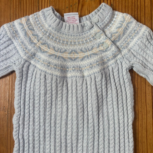 Tahari light blue cable knit long sleeve bodysuit SIZE 6-9M