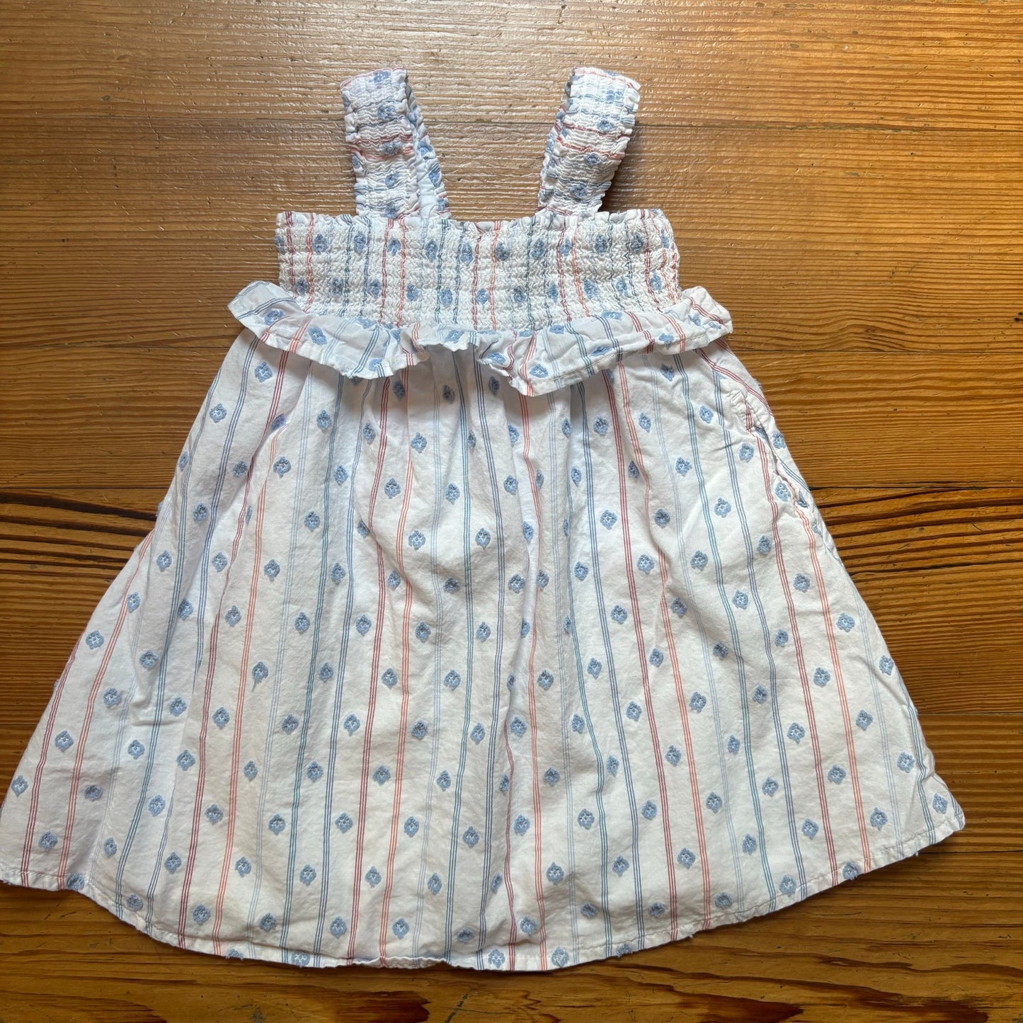 Cat & Jack white red blue detailing July 4th sleeveless tank dress SIZE 3T