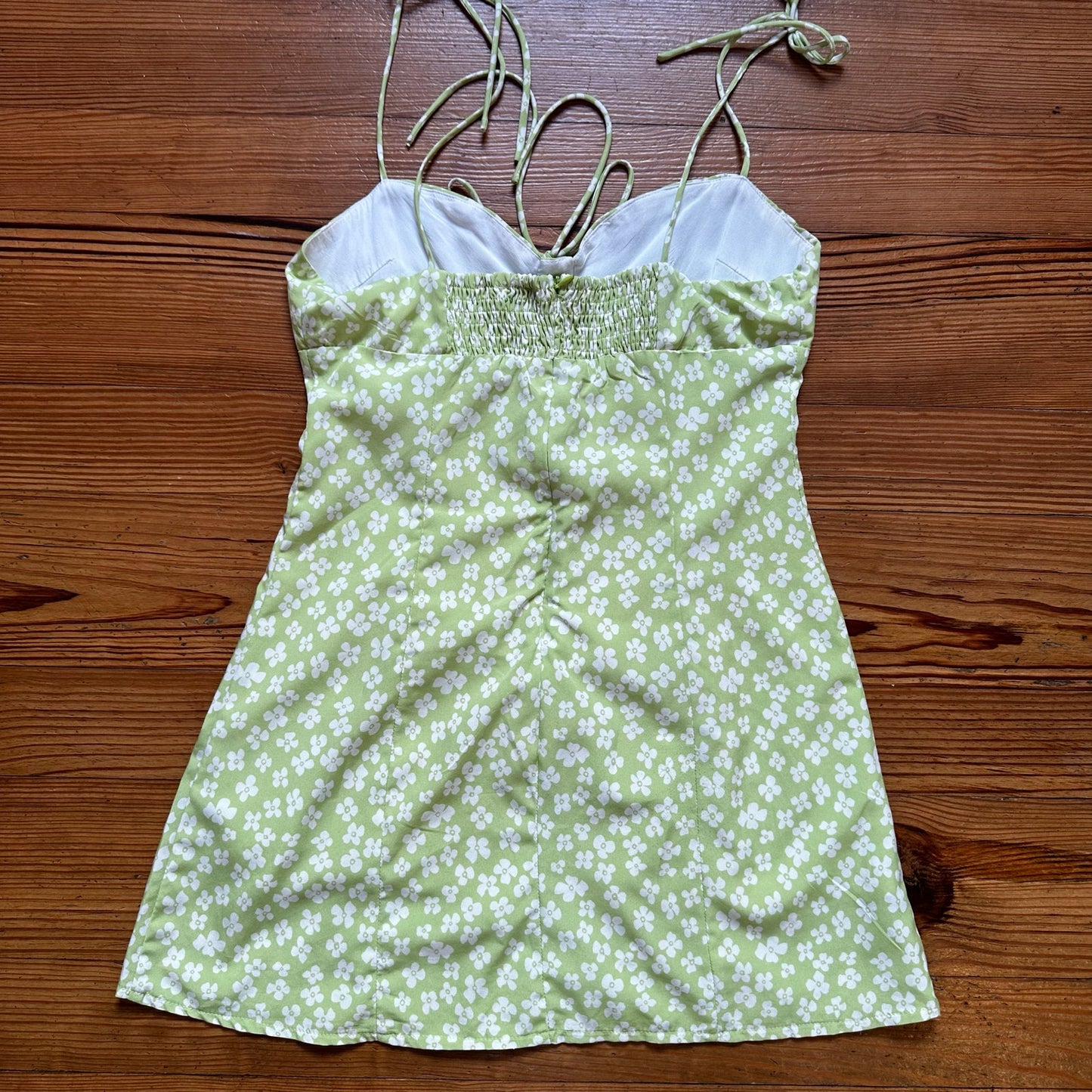 Princess Polly pastel green floral tie strap structured sun dress SIZE 8