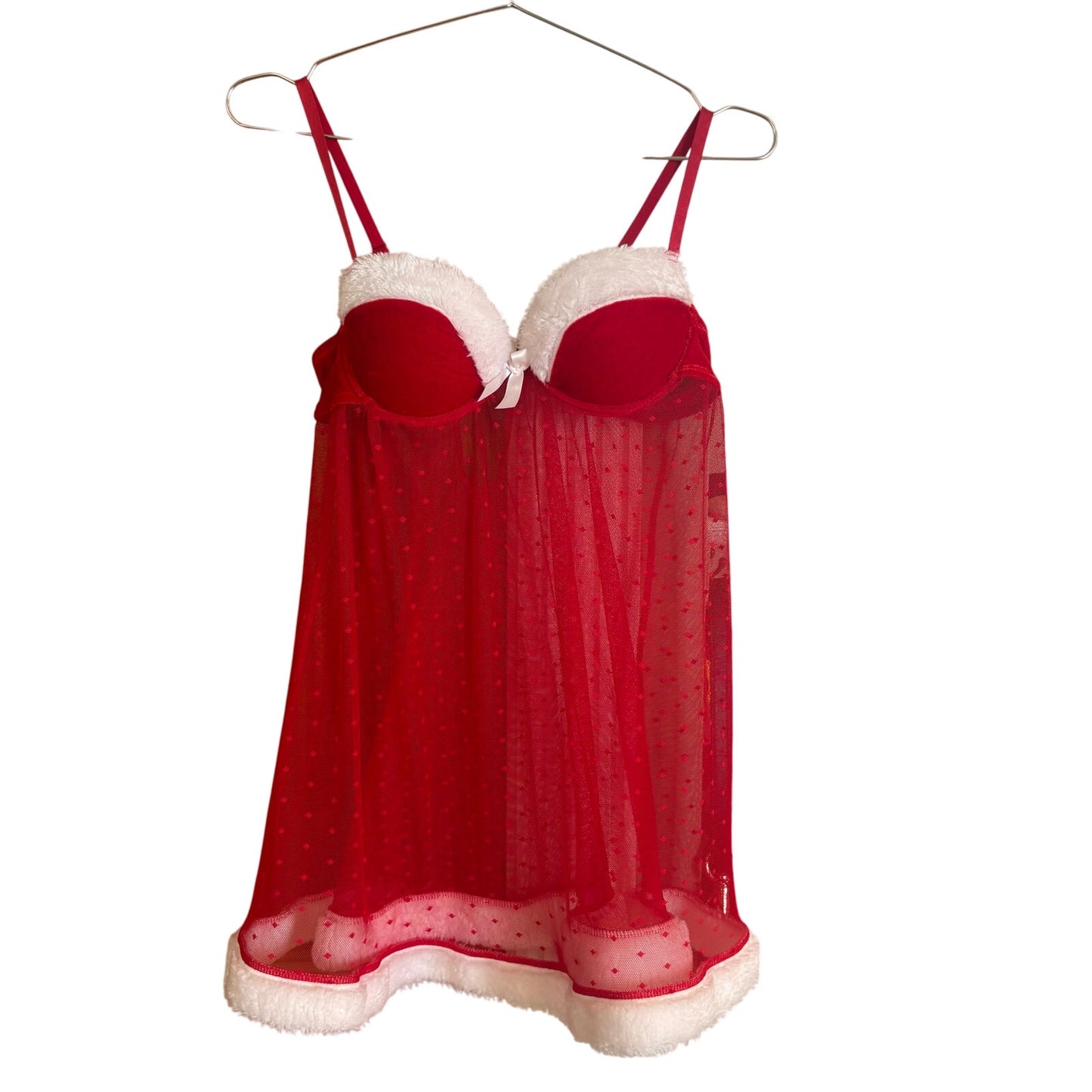 Carrie Amber red white Santa Christmas sheer lingerie dress SIZE M