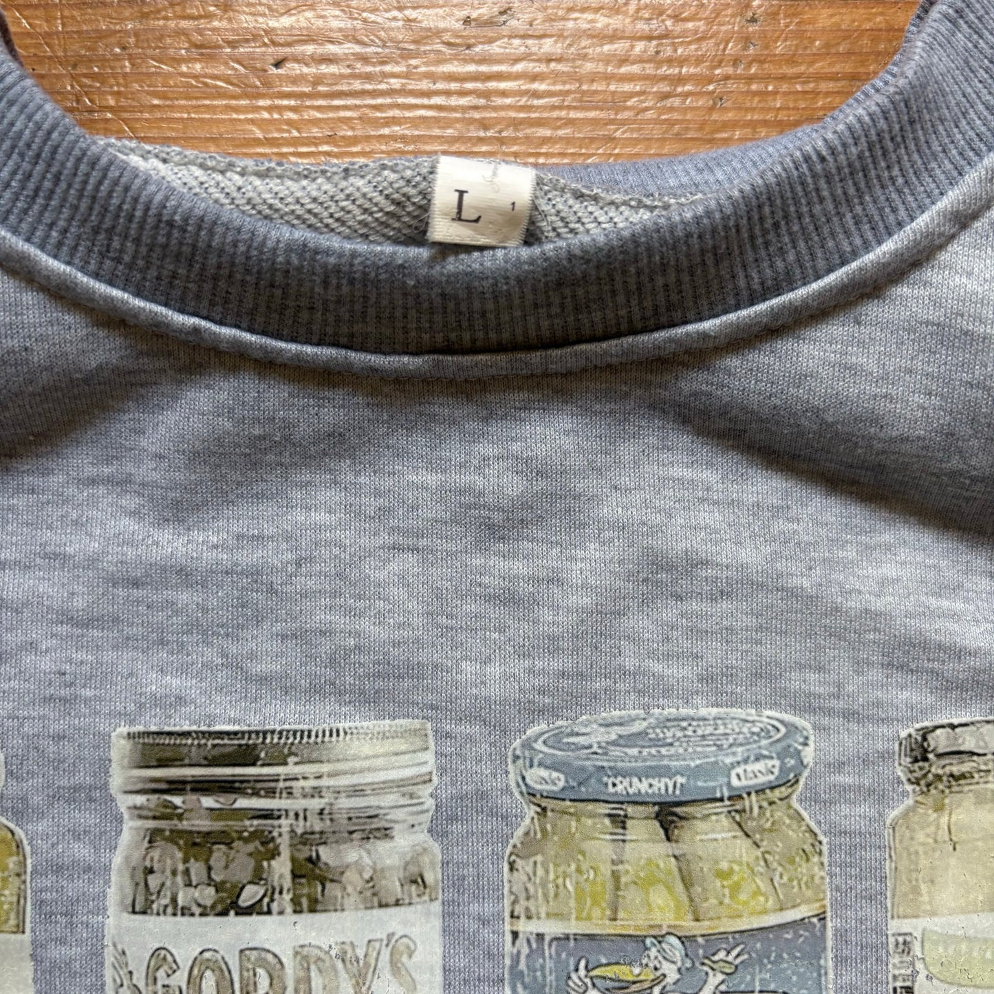 Shein light gray pickle jars graphic crew womens sweatshirt SIZE L