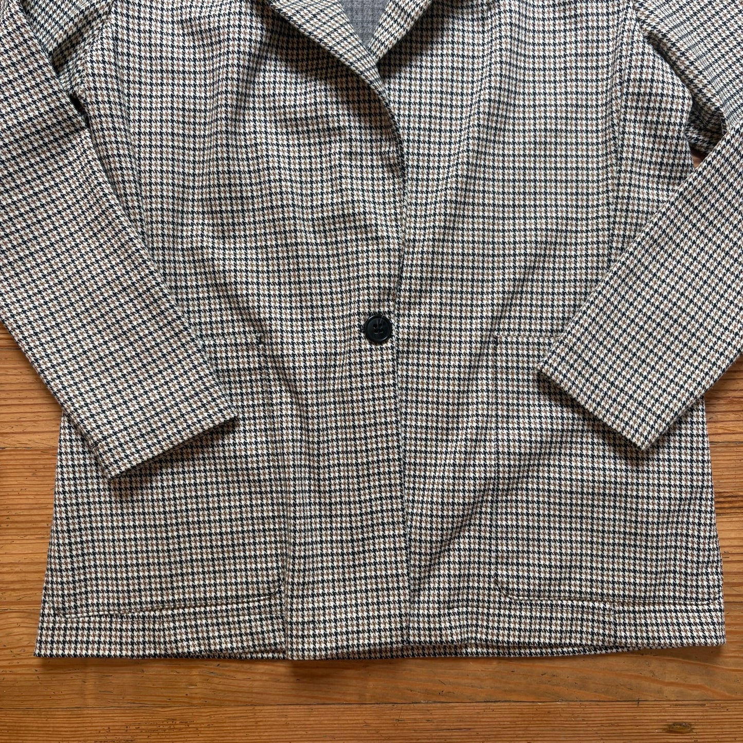 H&M brown tweed houndstooth one button womens blazer SIZE 10