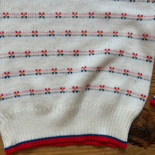 Just 4 Kids vintage 90s white colorful striped crew sweater SIZE 2T