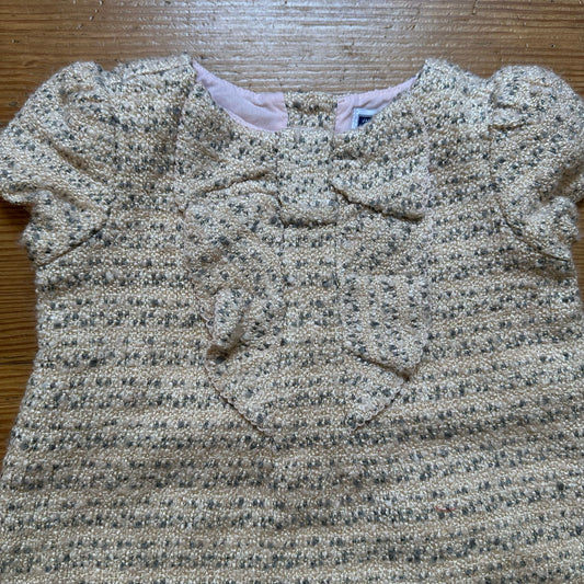Janie and Jack pink gray tweed ruffle front dress SIZE 12M