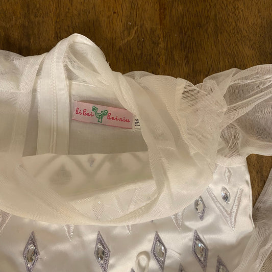 Bibei Beiniu Disney Frozen Elsa white jeweled blue sheer sleeve dress SIZE 7/8