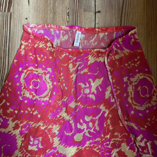 Sweet Pea. orange yellow sheer nylon psychedelic whimsigoth skirt SIZE L