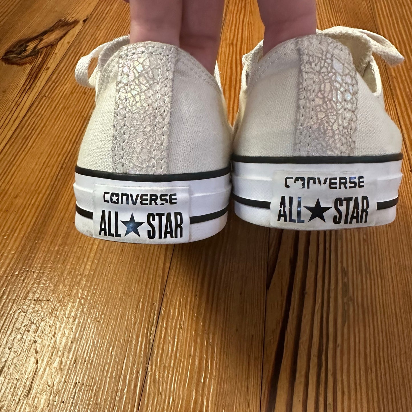 Converse All Star cream metallic toe low top sneakers SIZE 11