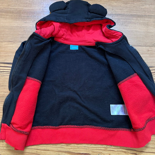 Disney black red Mickey Mouse full zip hooded sweatshirt SIZE 3T