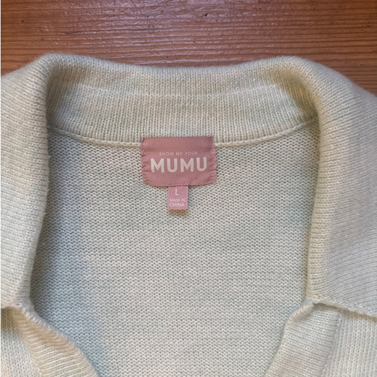 Show Me Your Mumu sea foam green knit cropped cardigan scooter sweater SIZE L