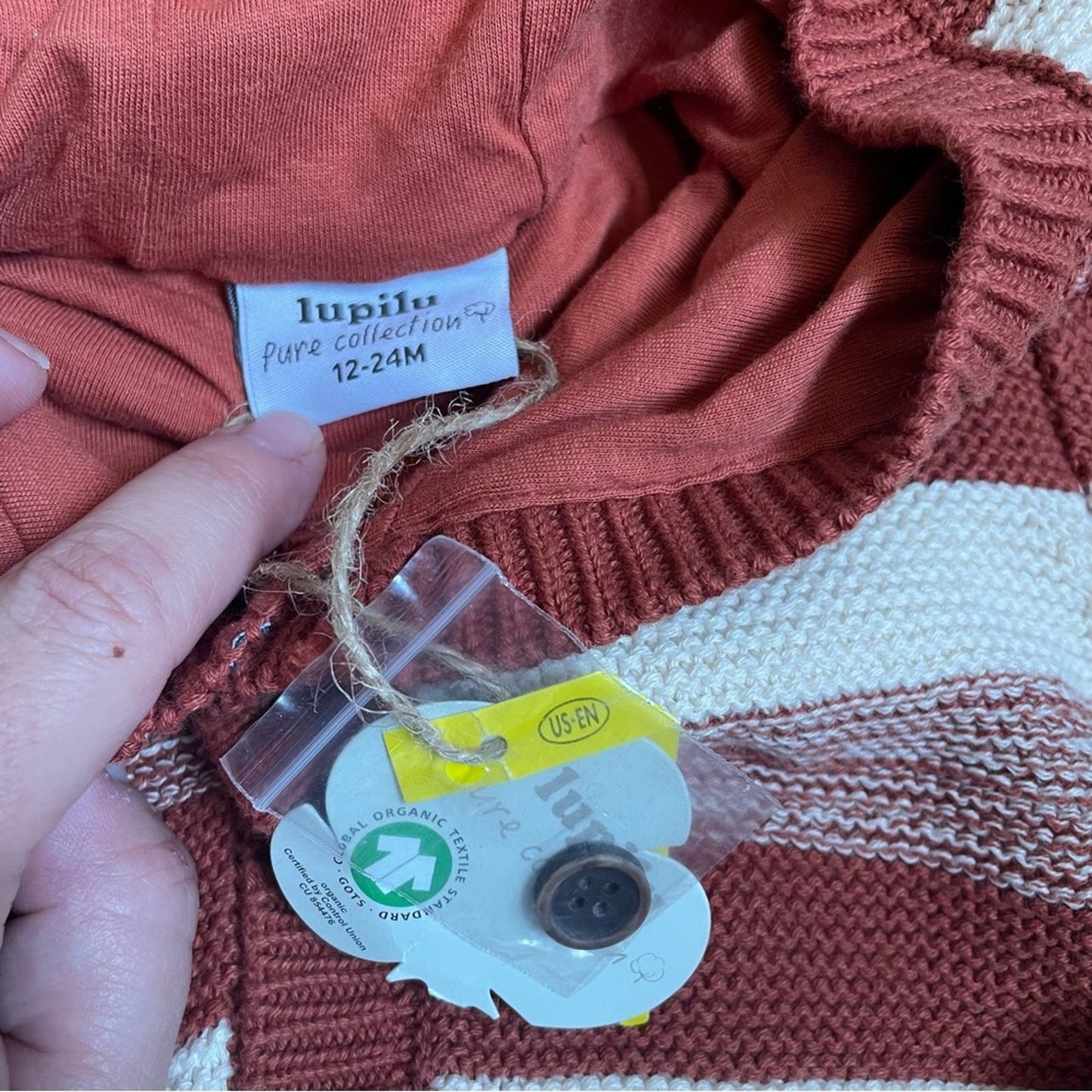 NWT lupilu organic knit lined striped long sleeve sweater SIZE 12-24M