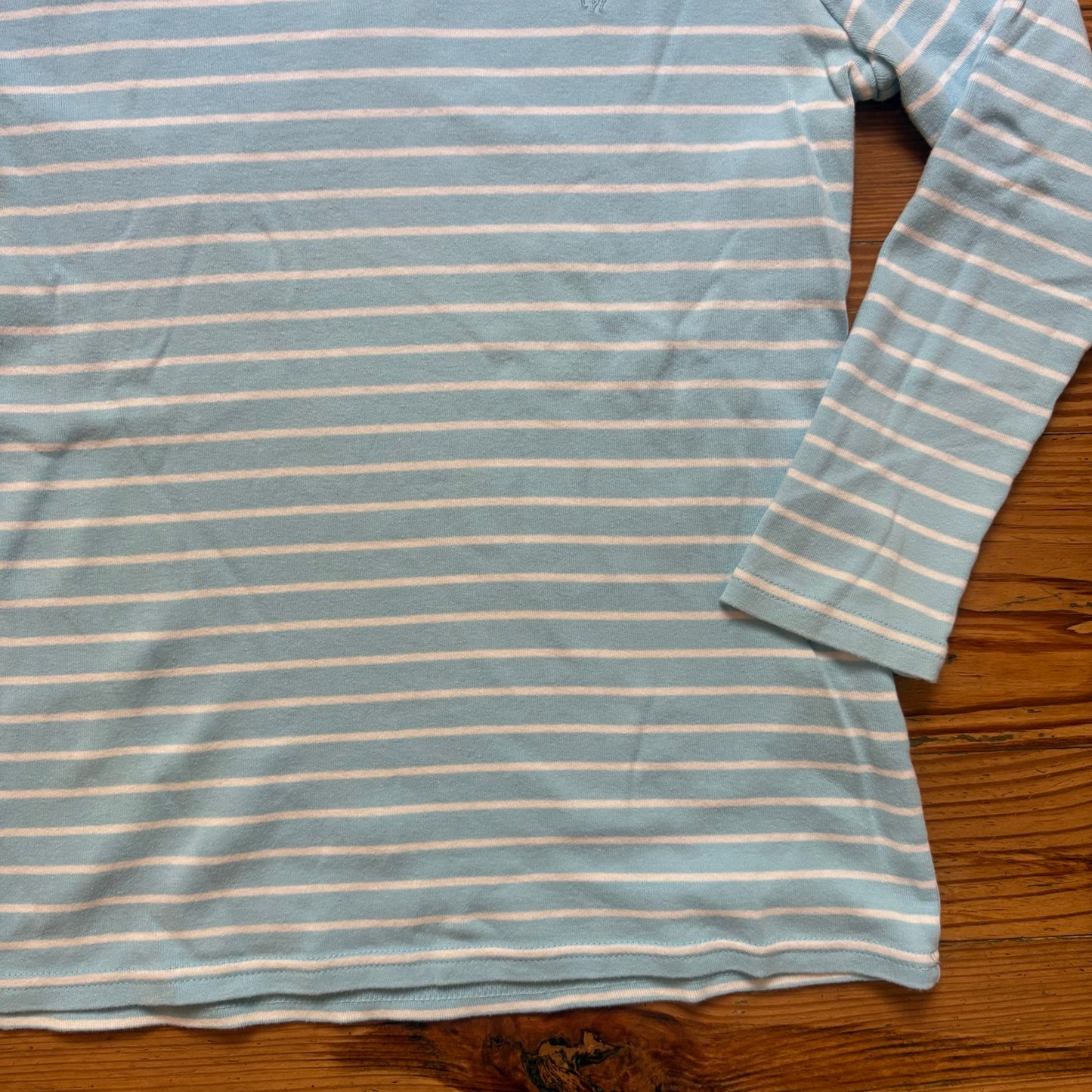 Ralph Lauren Sport light blue white striped long sleeve cotton shirt SZE M