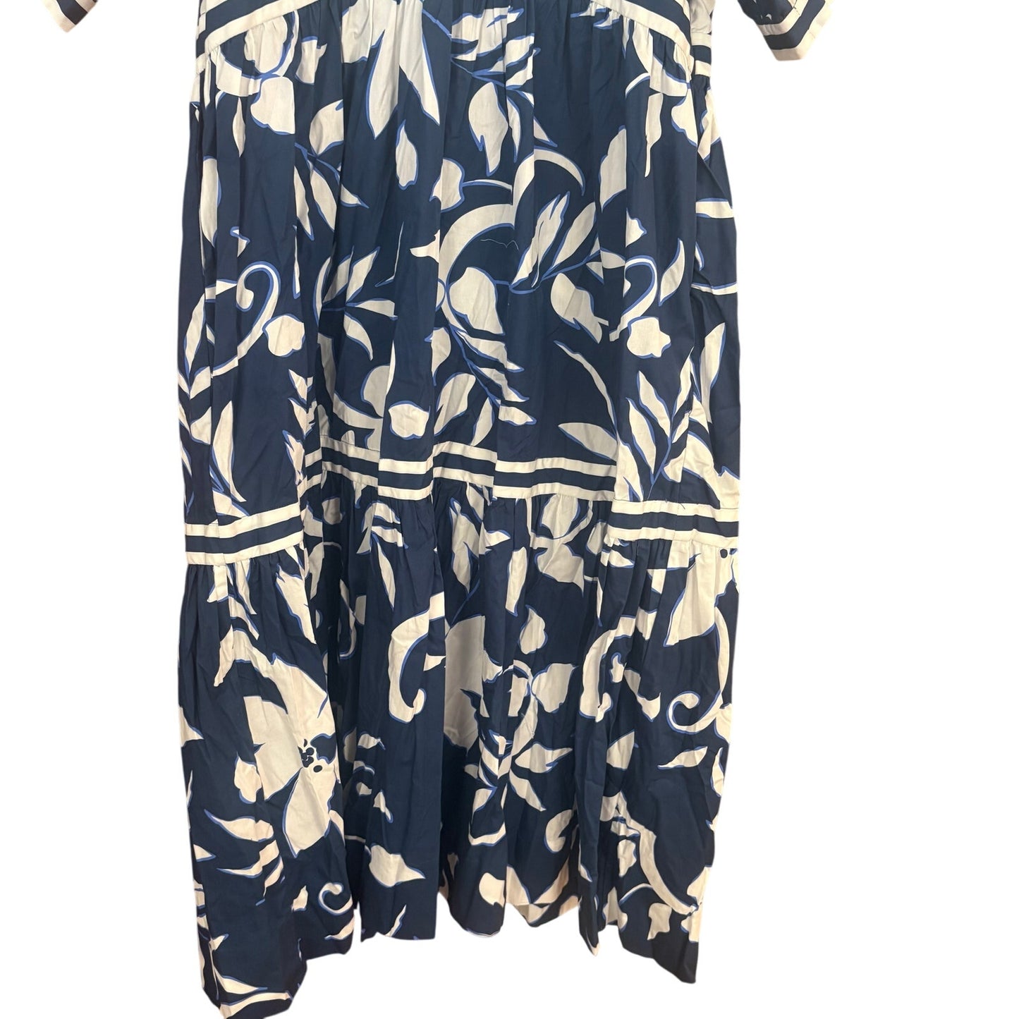 NWT Gretchen Scott Viviers blue white floral puff sleeve midi dress SIZE XL
