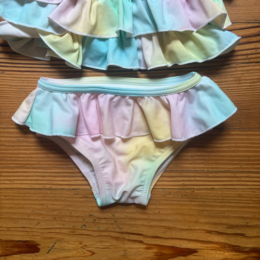 Infamous tie dyed ruffle top two piece toddler swimsuit SIZE 2