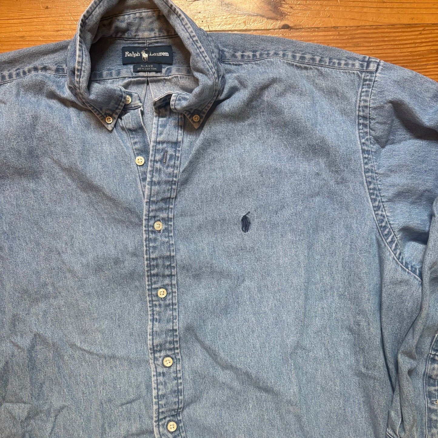 Ralph Lauren Blake blue denim long sleeve button up shirt SIZE XXXL