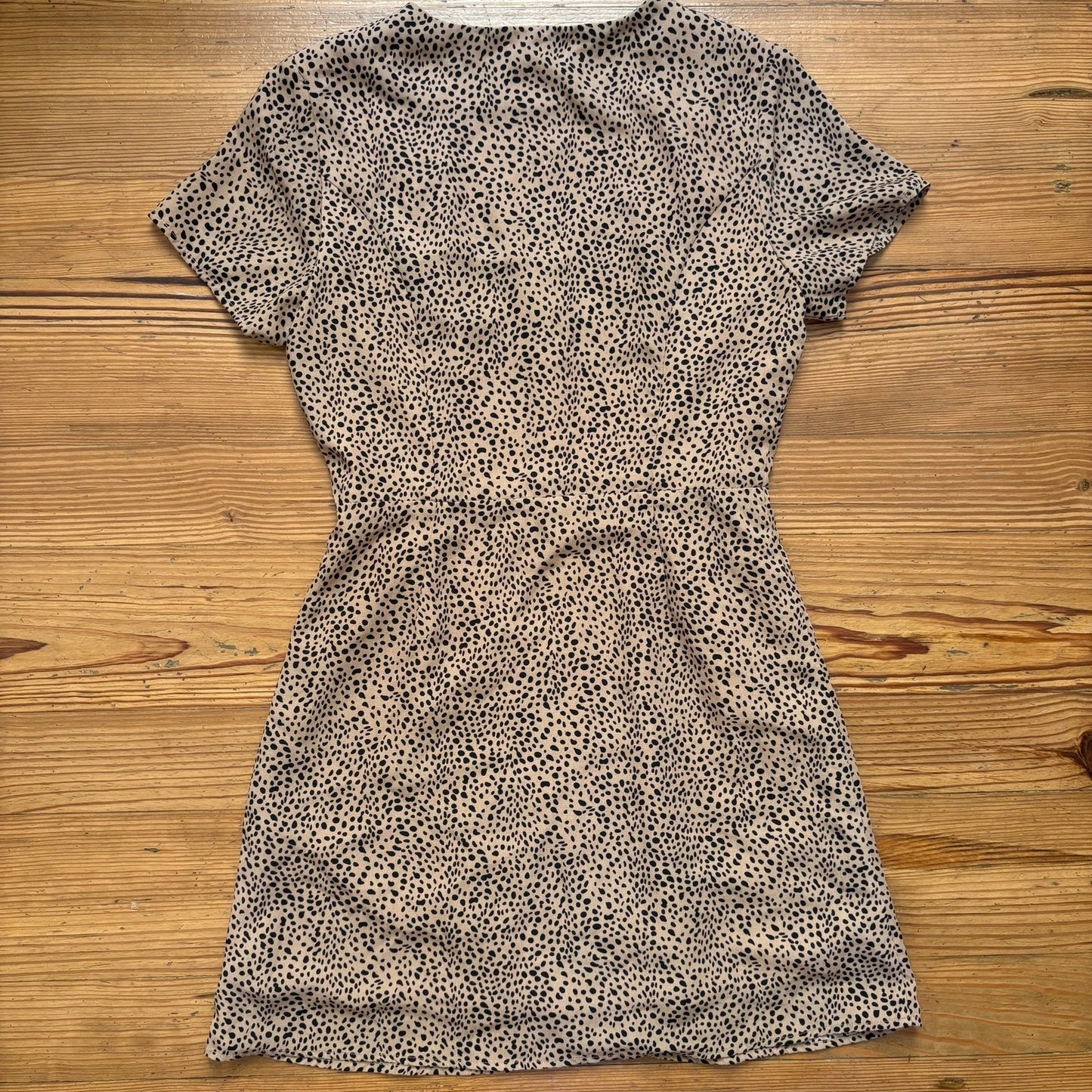 Mod Ref brown black cheetah print button up short sleeve dress SIZE S