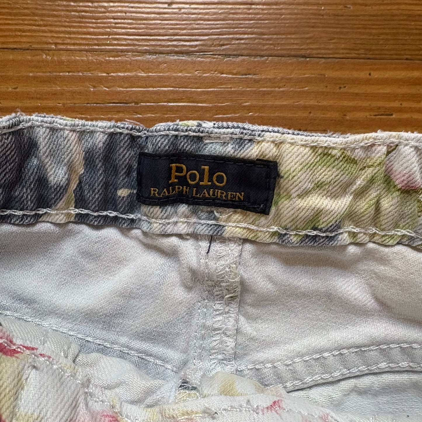 Polo Ralph Lauren floral adjustable light wash jean girls shorts SIZE 6