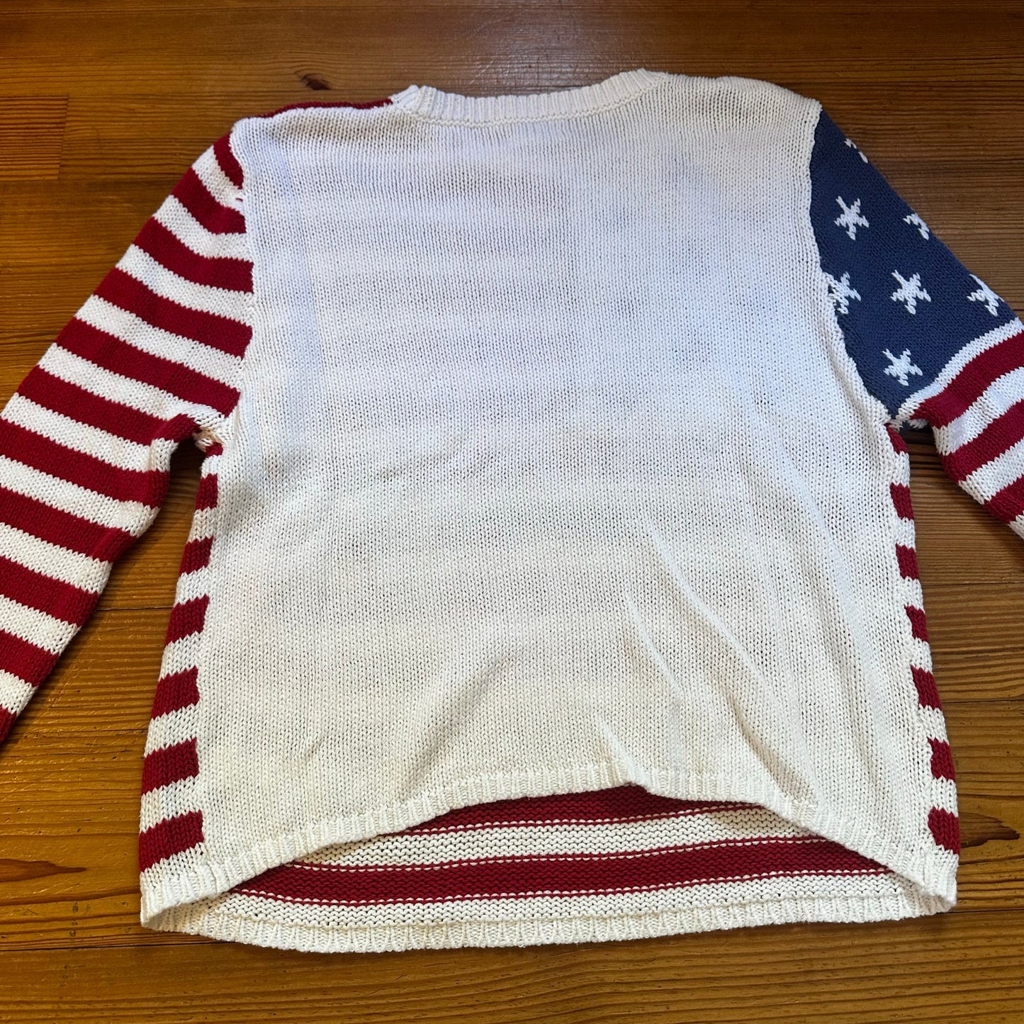 Grayson Threads white American flag knit oversized sweater SIZE XL