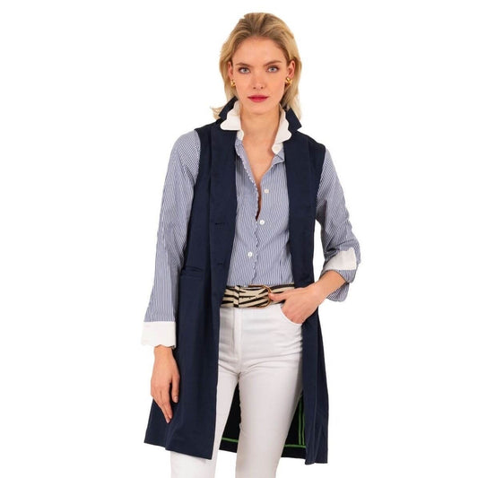 NWT Gretchen Scott Banker's dark blue sleeveless long vest SIZE XS