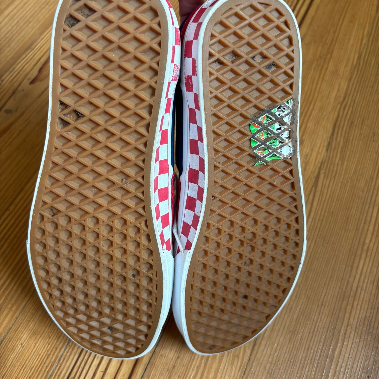 VANS red blue checkered sole low top lace unisex sneakers SIZE M9 W10.5