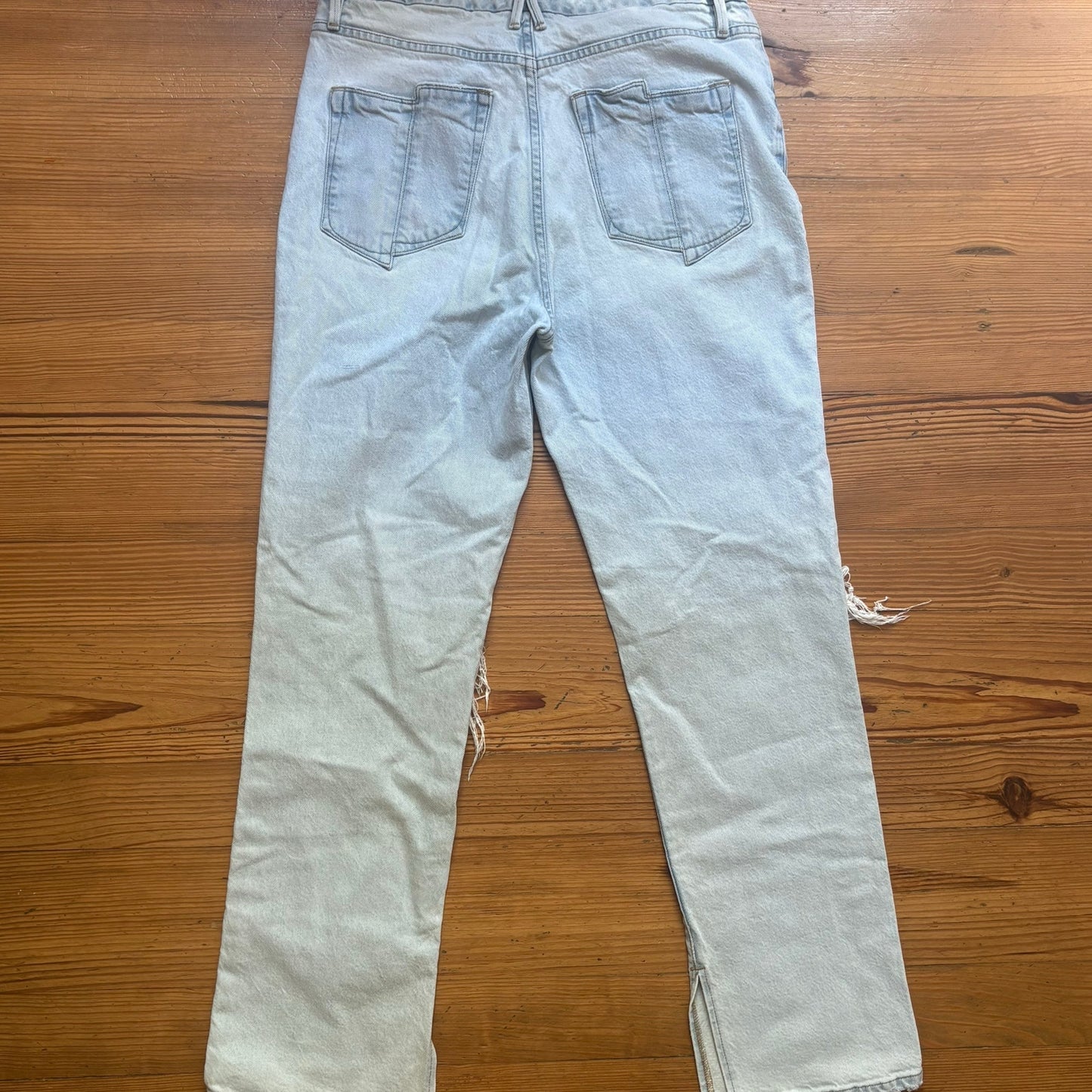 Good American 90s light was distressed baggy straight leg jeans SIZE 12