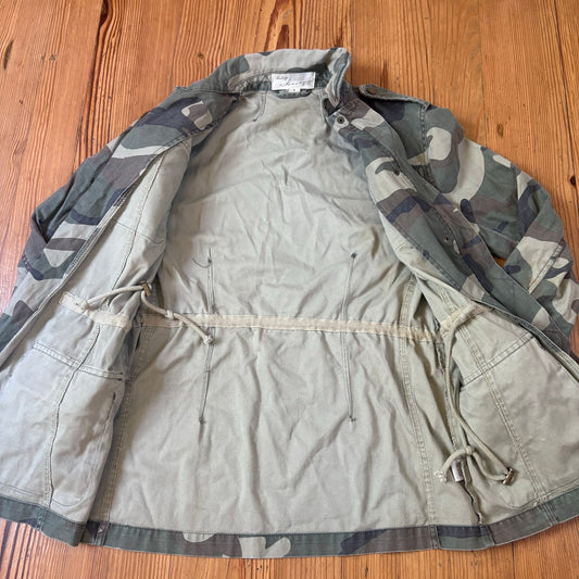 Vintage Havana green camo full zip adjustable waist utility womens jacket SIZE S