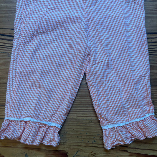 Specialty Kids 90s orange white gingham ruffle bottom girls pants SIZE 6