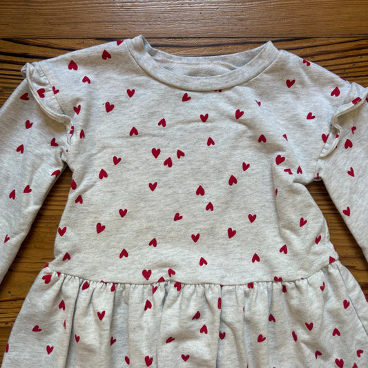 Carter's light gray red hearts valentine long sleeve sweater dress SIZE 5T