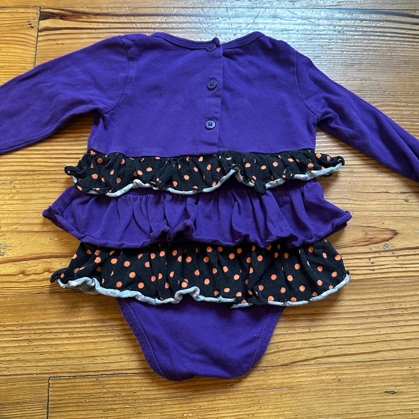 Good Lad purple Halloween long sleeve ruffle accent one piece bodysuit SIZE 18M