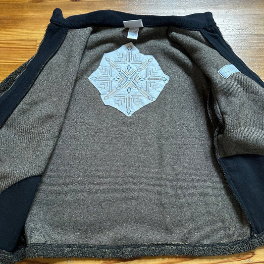 Jarray vintage brown black full zip fleece collar VAIL snowflake sweater SIZE L
