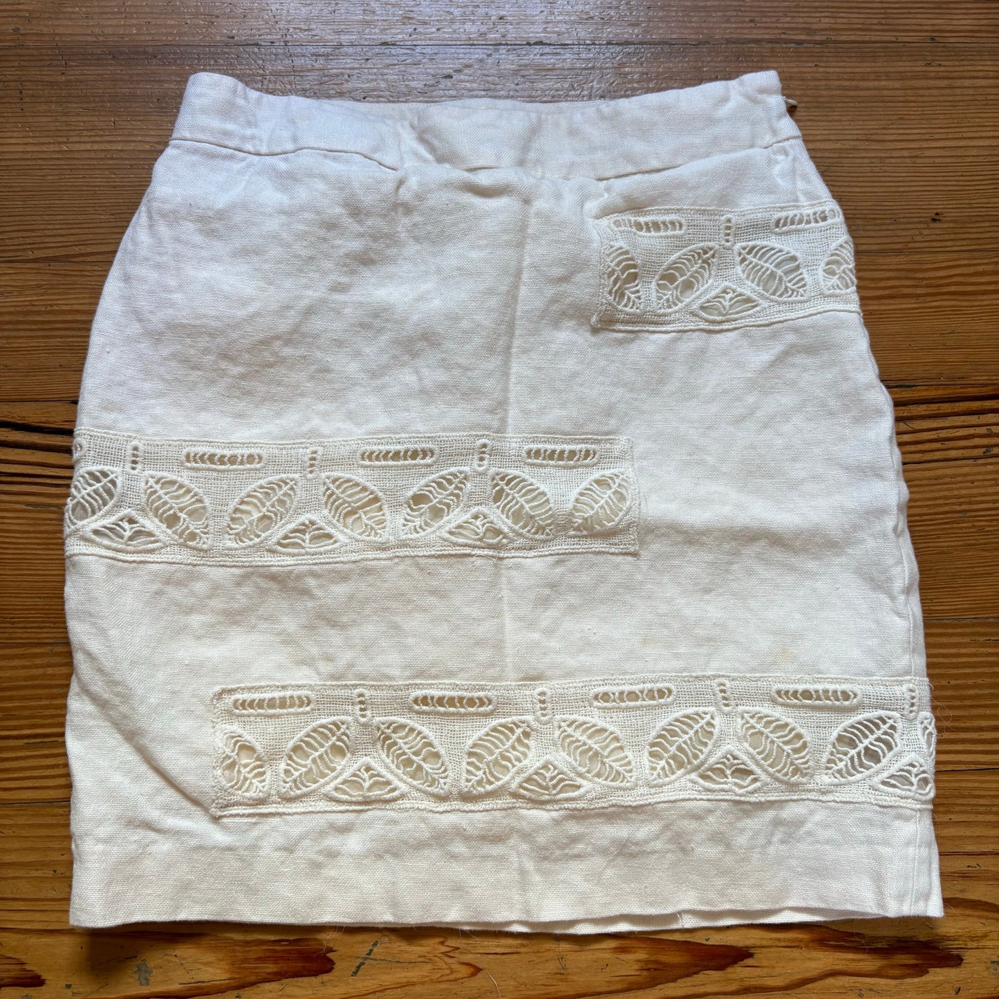 Anthropologie Moulinette Soeurs ivory linen mini skirt SIZE 0