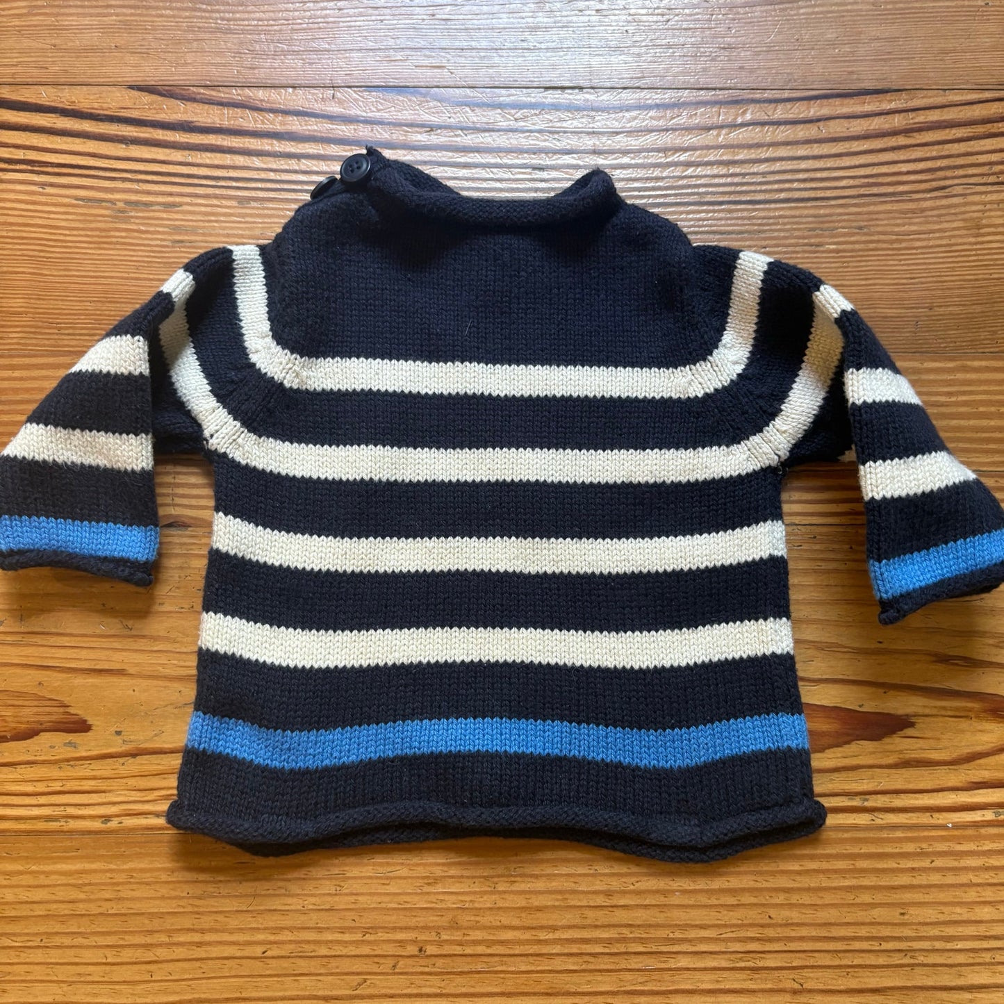 Gap blue white striped mock neck knit baby sweater SIZE 3-6M