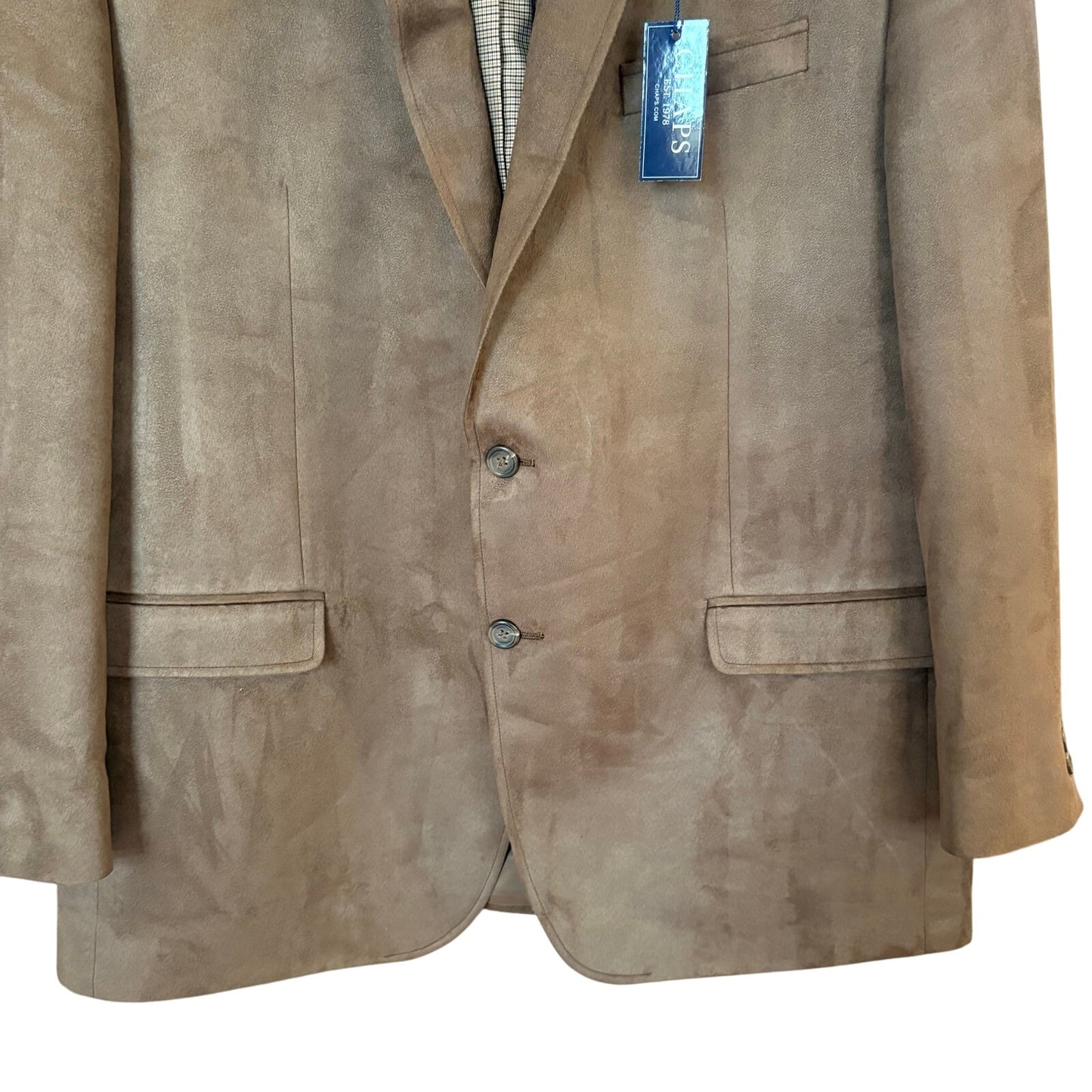 NWT Chaps brown faux suede mens suit sport jacket SIZE 48L